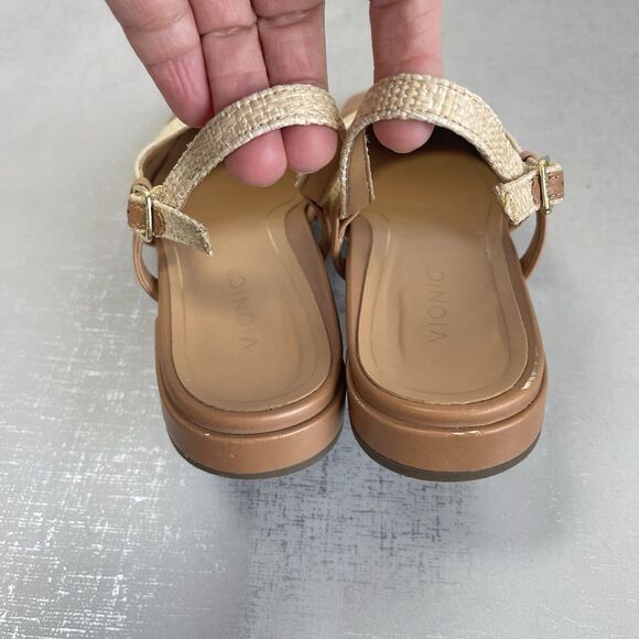 Vionic Petaluma Slingback Flats Raffia Leather Cap Toe Arch Support Shoes 7.5 M - Picture 9 of 14